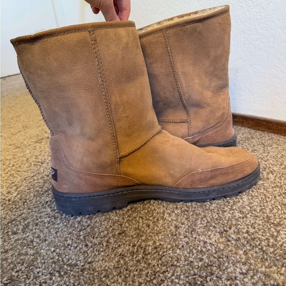 UGG ultra short mens boots 5220 chestnut 14 sheepskin lined wool ski snow rain